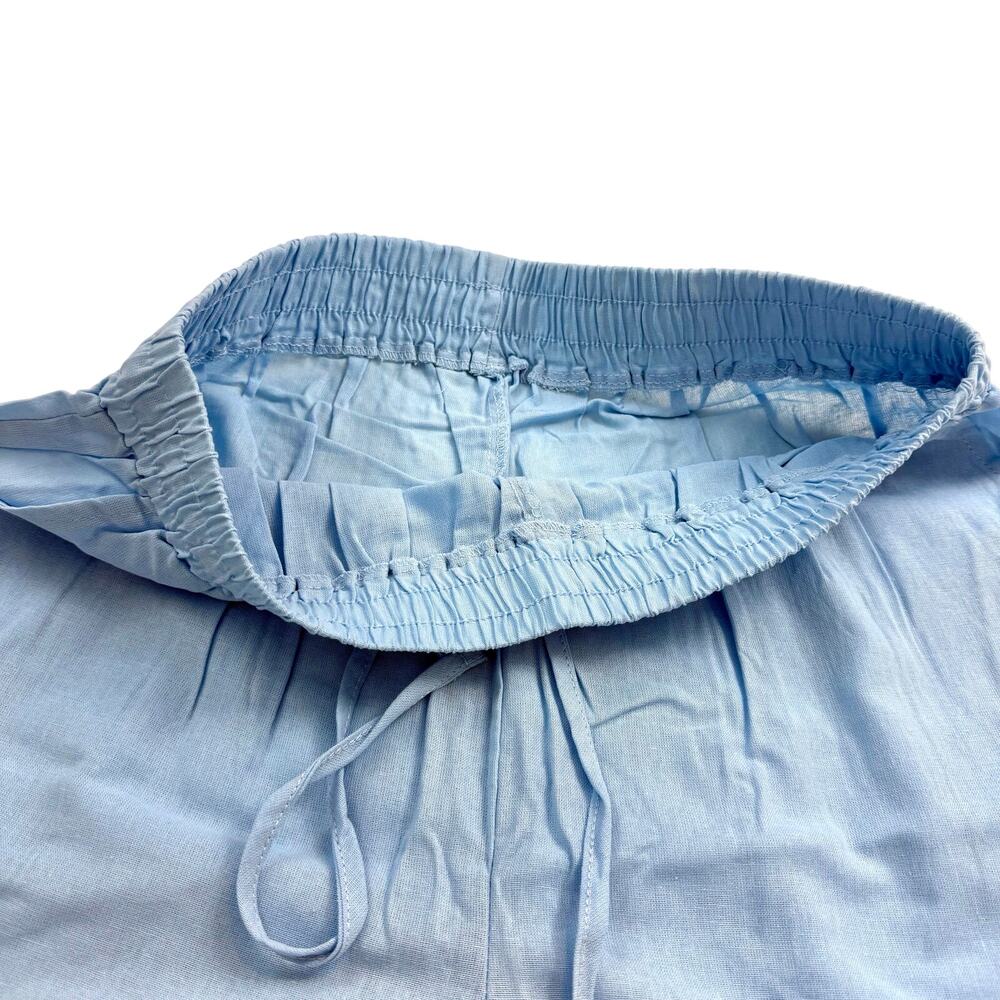 NWT Women's Baby Blue Pants Loose Fit Button Crochet Trim Elastic Waist Pockets - Picture 10 of 16
